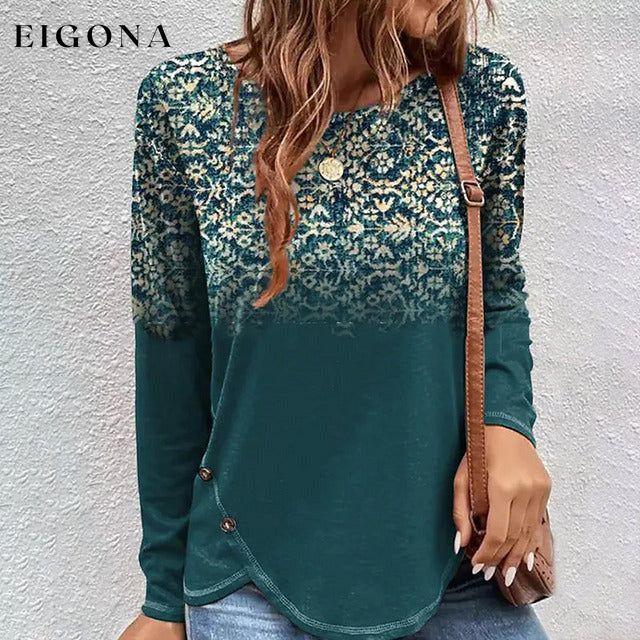 Irregular Gradient Print Blouse Green best Best Sellings clothes Plus Size Sale tops Topseller