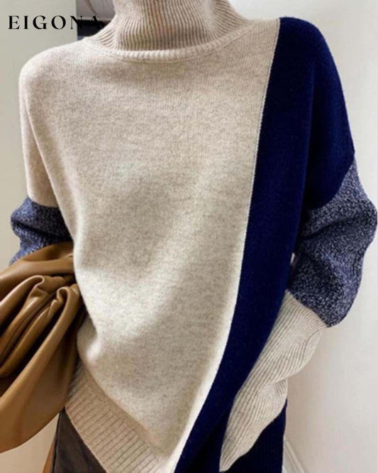 Elegant and romantic contrast color sweater Blue 2023 F/W 23BF autumn clothes Sweaters Sweaters & Cardigans Tops/Blouses Winter