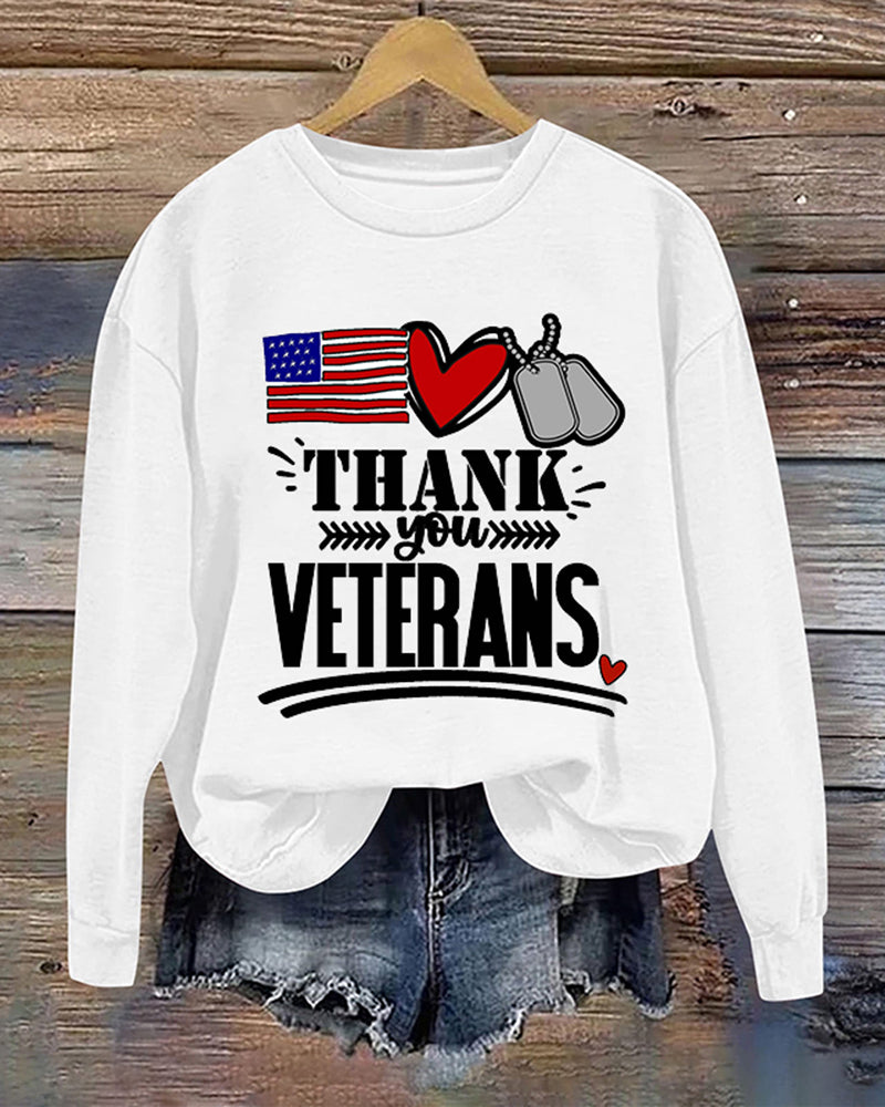 THANK VETERANS printed casual sweatshirt 2024 f/w sweatshirts Veterans Day