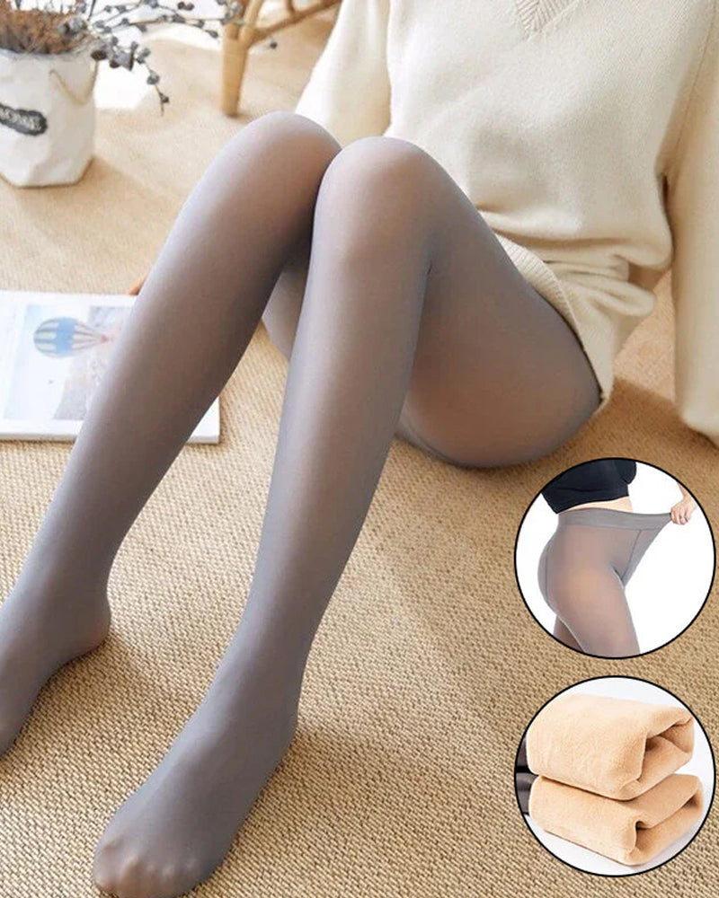 Flawless legs fake translucent warm plush lined elastic tights ACCESSORIES Leggings