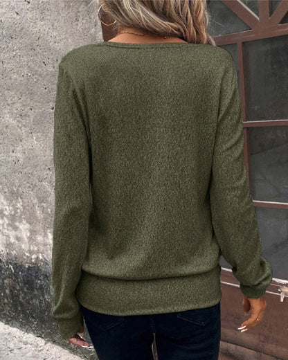 Casual solid color square neck long sleeve sweatshirt 2024 f/w spring sweatshirts