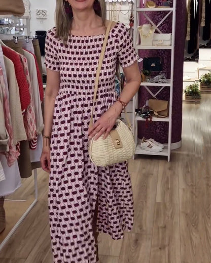 Elegant polka dot print slit dress casual dresses summer