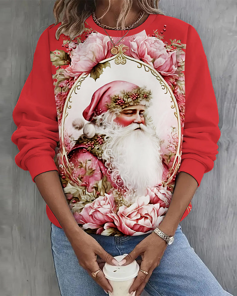 Santa printed casual sweatshirt