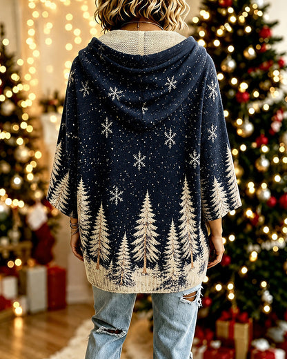 Hooded Snowflake Christmas Tree Pullover