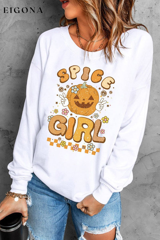 Round Neck Long Sleeve SPICE GIRL Graphic Sweatshirt White clothes long sleeve top Ship From Overseas Sweater sweaters Sweatshirt SYNZ trend