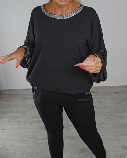 Mesh hot diamond fashion Top