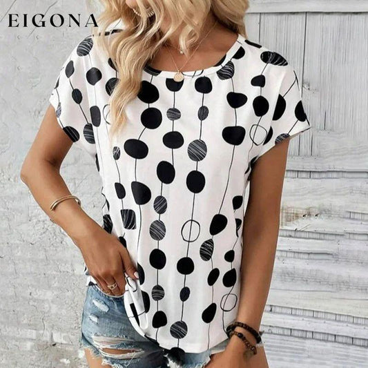 Polka Dot Casual T-Shirt White best Best Sellings clothes Plus Size Sale tops Topseller