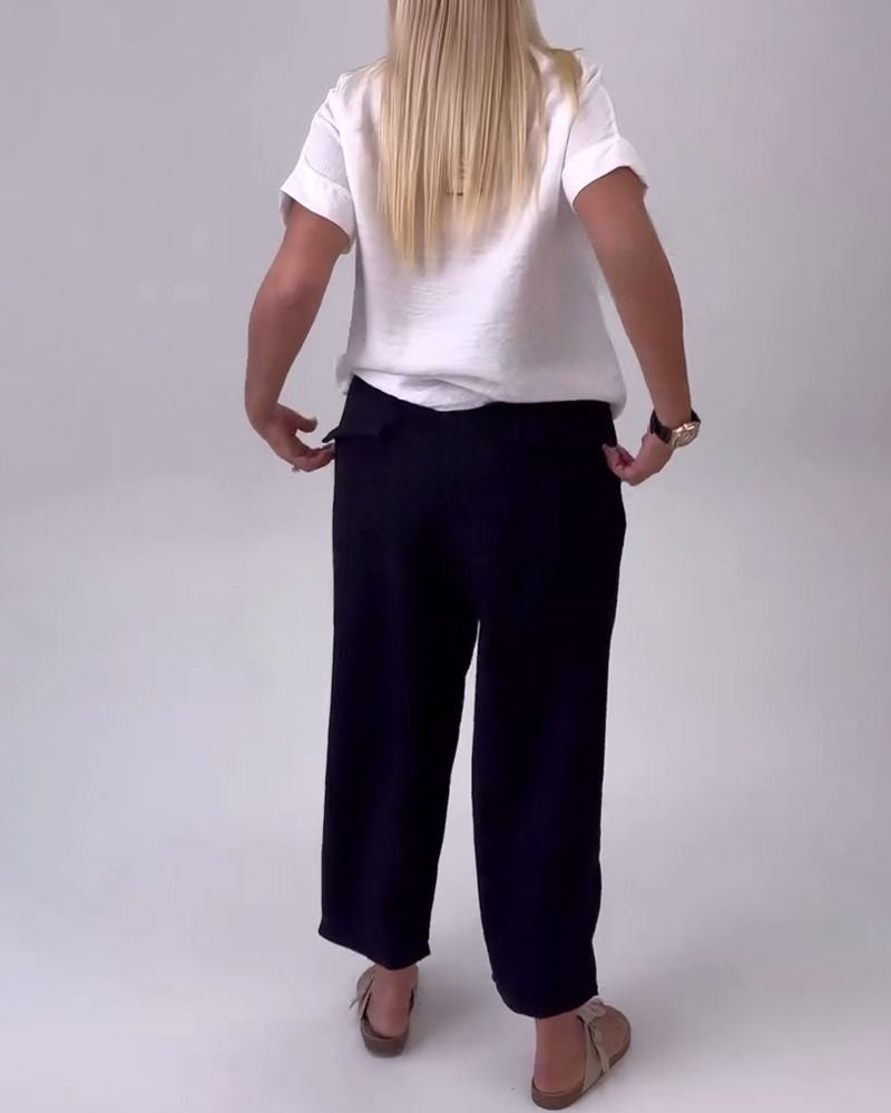 Casual Print Pocket Trousers Set