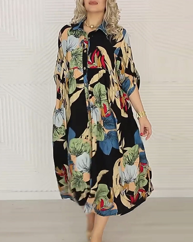 Loose-fitting lapel dress with colorful prints 2023 f/w casual dresses spring summer vacation dresses