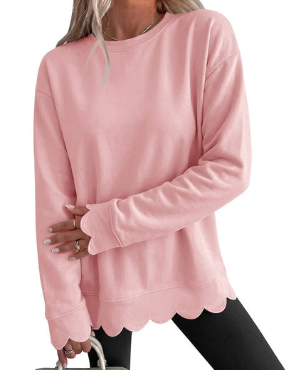 Scallop Trim Casual Sweatshirt 2024 f/w hoodies & sweatshirts spring