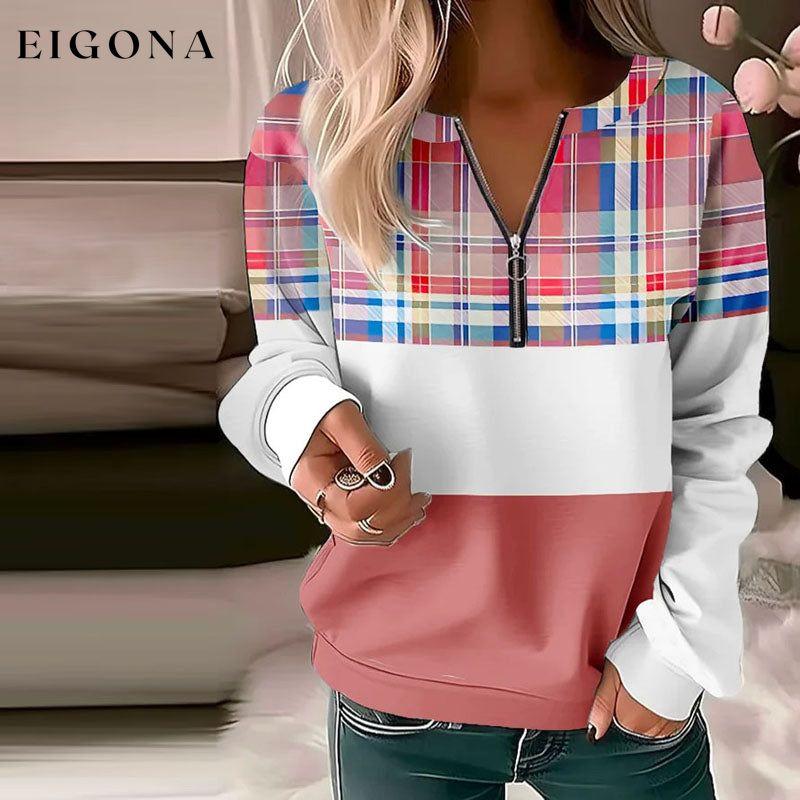 Casual Plaid Sweatshirt best Best Sellings clothes Plus Size Sale tops Topseller