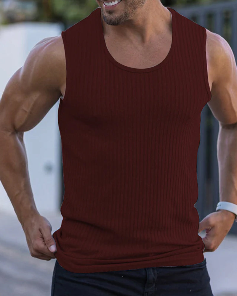Solid Vertical-Stripe Tank Top