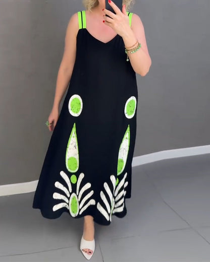 Abito stampato con spalline larghe