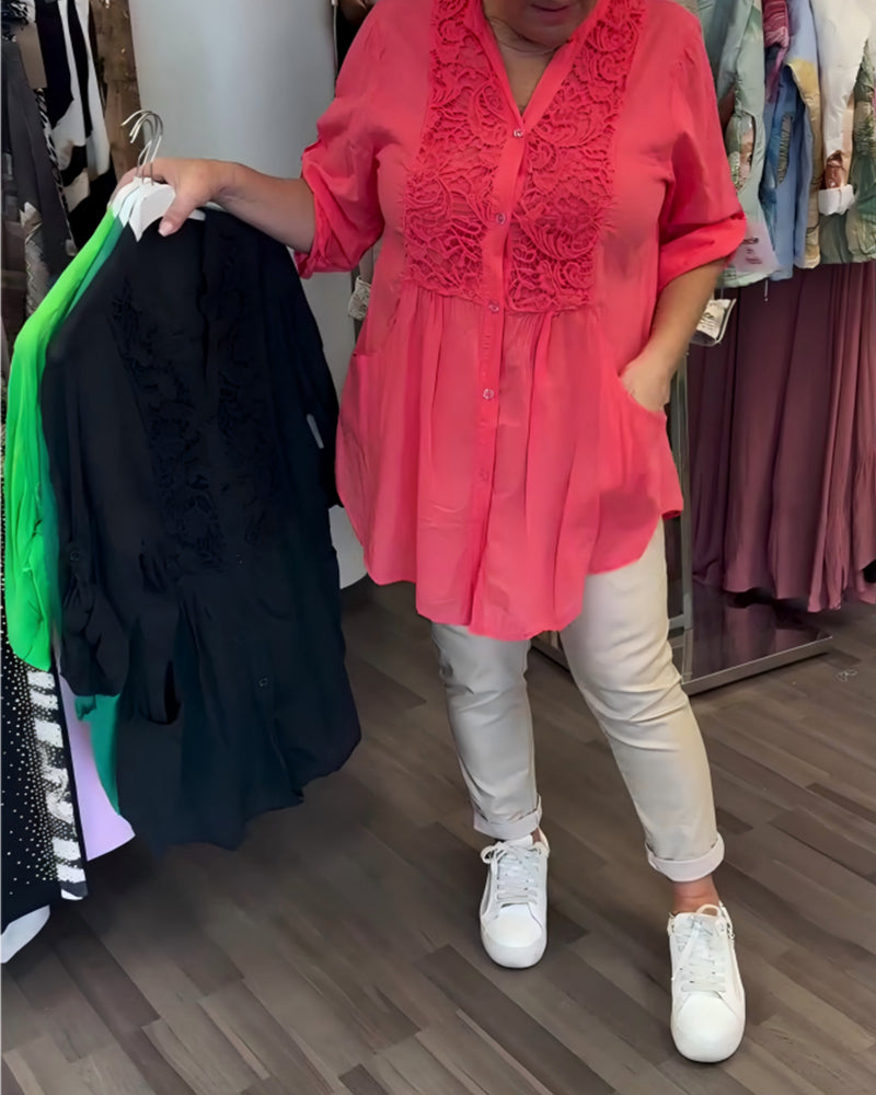 Lace Patchwork Long Blouse