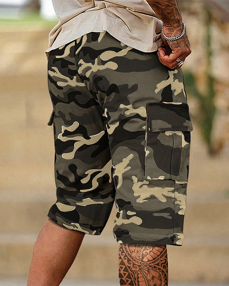 Men's Camouflage Cargo Shorts – Multi-Pocket, Adjustable Waist & Breathable Fabric