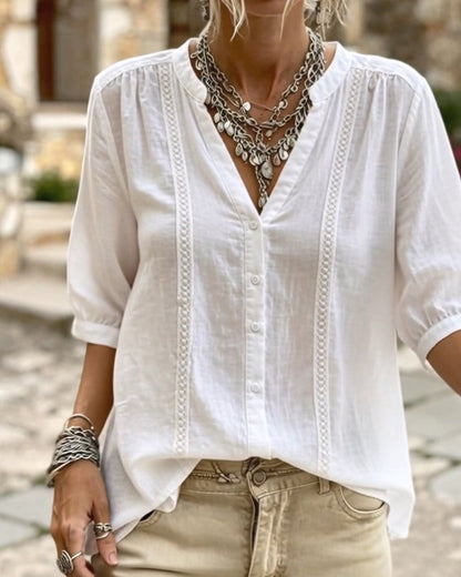 Solid Color Half Sleeve Blouse