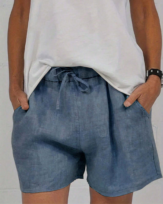 Einfarbige, einfache Shorts mit Kordelzug