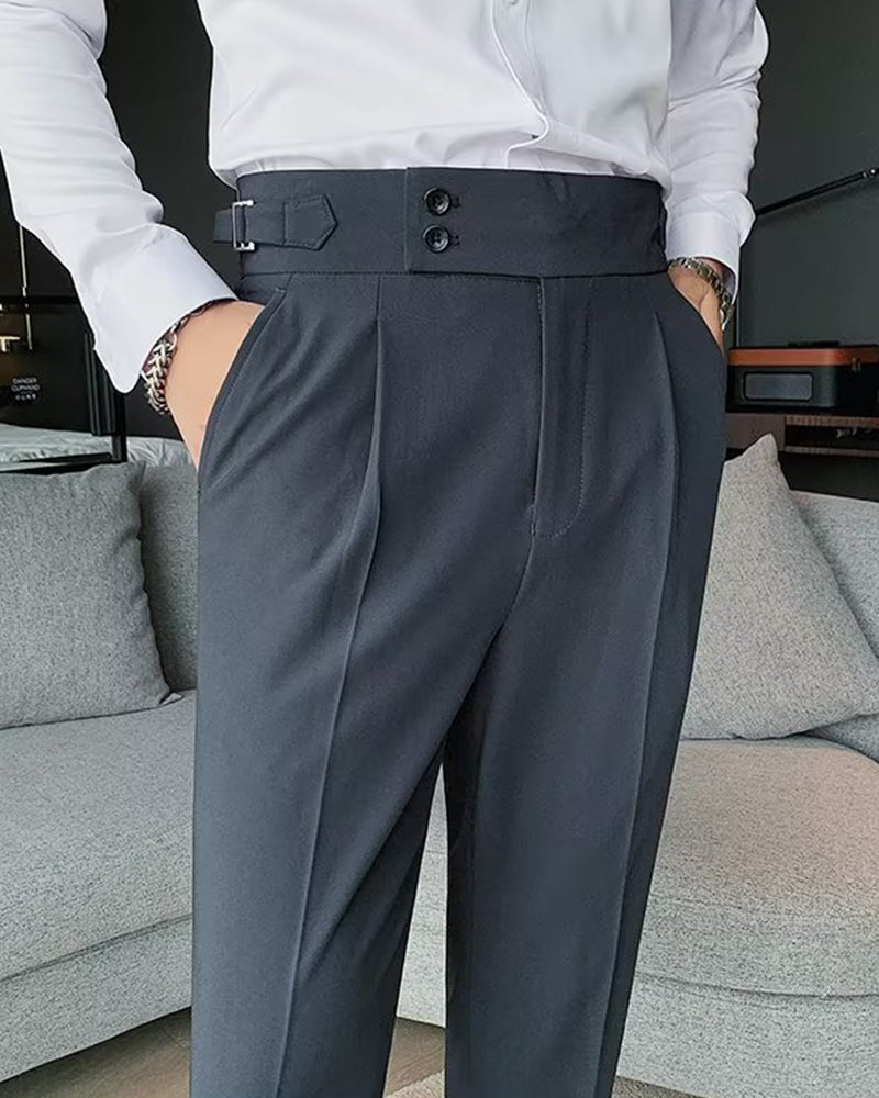 Men's Pocket Solid Casual Dress Pant
