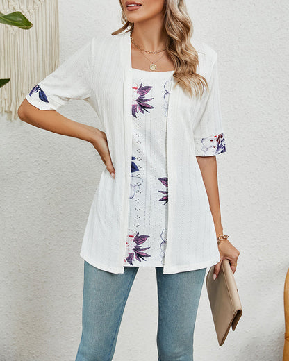 Square collar contrast stitching blouse blouses & shirts summer