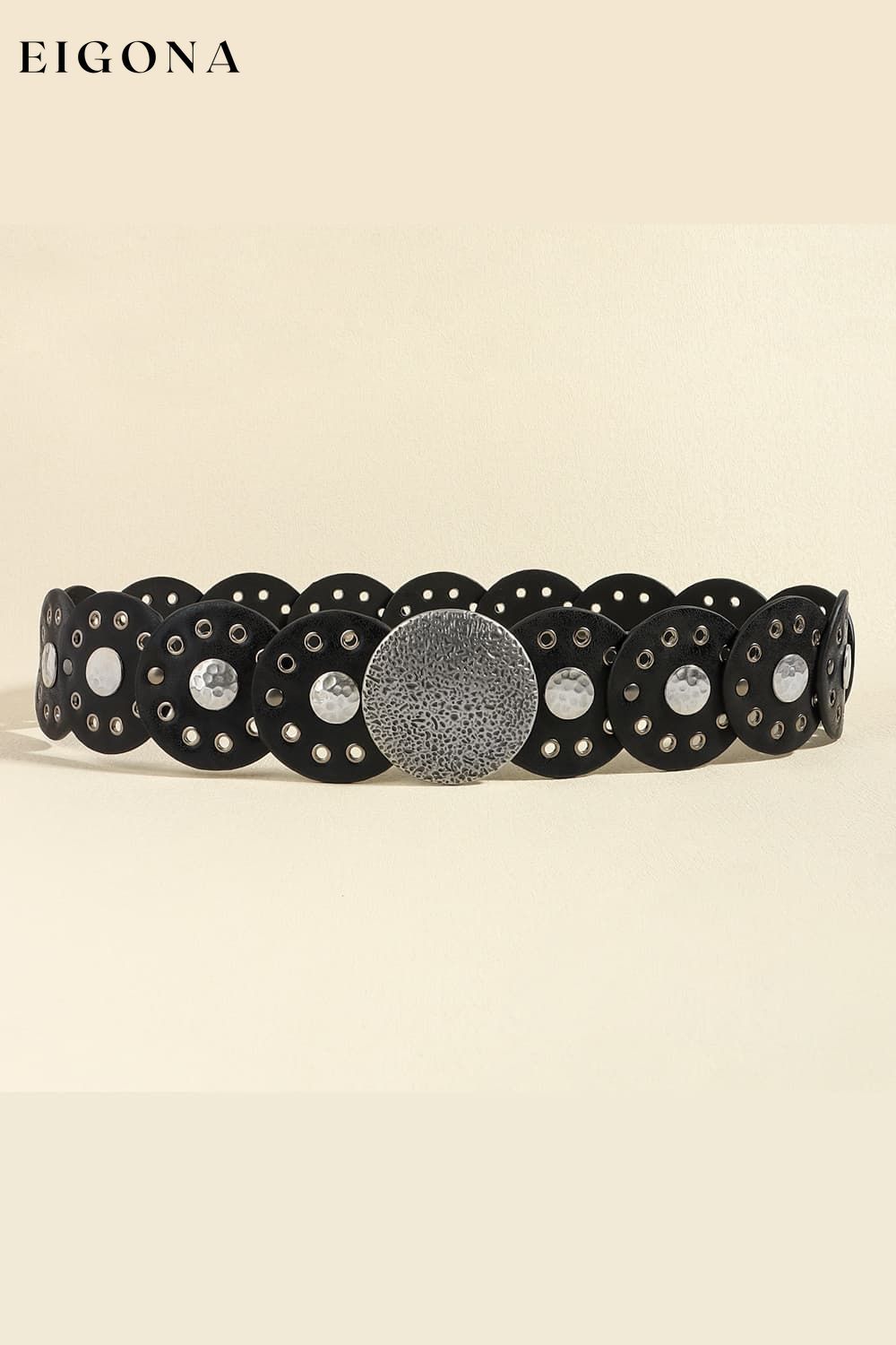 Round Shape PU Leather Belt Black Style A One Size clothes H.Y Ship From Overseas Shipping Delay 09/29/2023 - 10/02/2023 trend