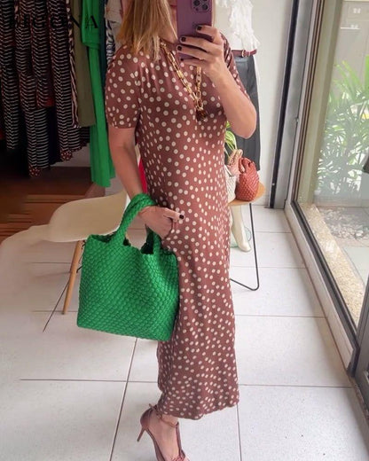 Elegant slim fit polka dot print dress casual dresses summer