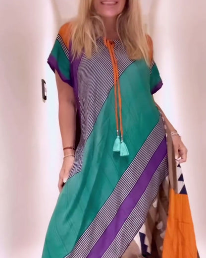 Abito lungo casual retrò con lacci larghi