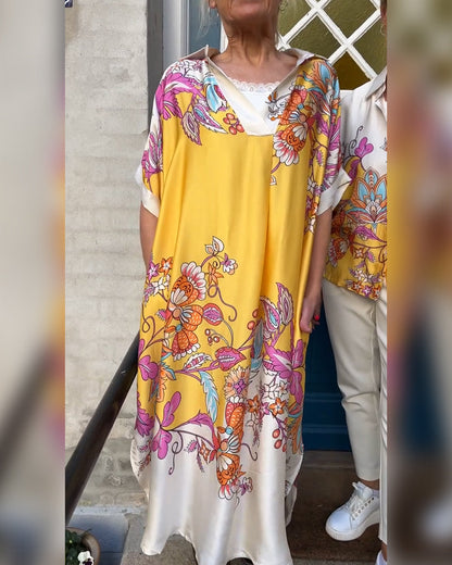 Lapel Printed Loose Dress