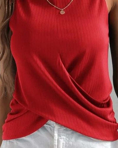 Twist Knot Ribbed Casual Tank Top
