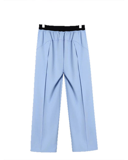 Color Block Elastic Waist Casual Pants