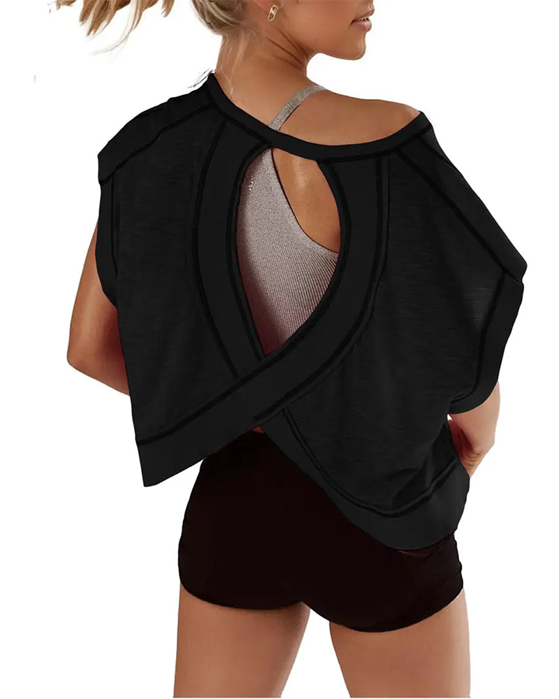 Backless Cross Design T-Shirt
