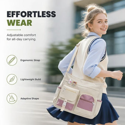 Spacious Canvas Tote Compartments Bag
