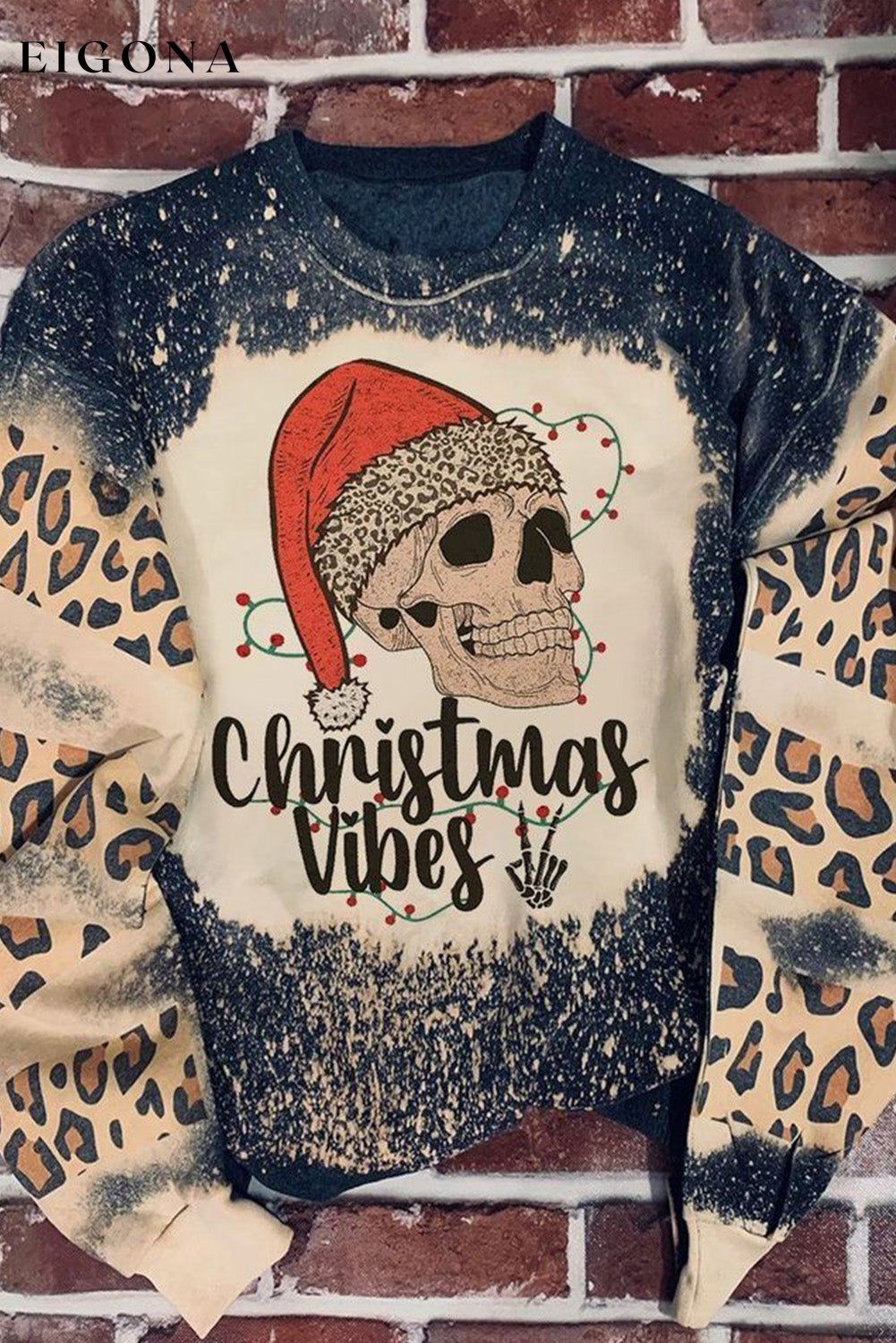 Round Neck Long Sleeve CHRISMAS VIBES Graphic Sweatshirt, ugly christmas sweaters christmas sweater clothes Ship From Overseas Sweater sweaters Sweatshirt SYNZ trend