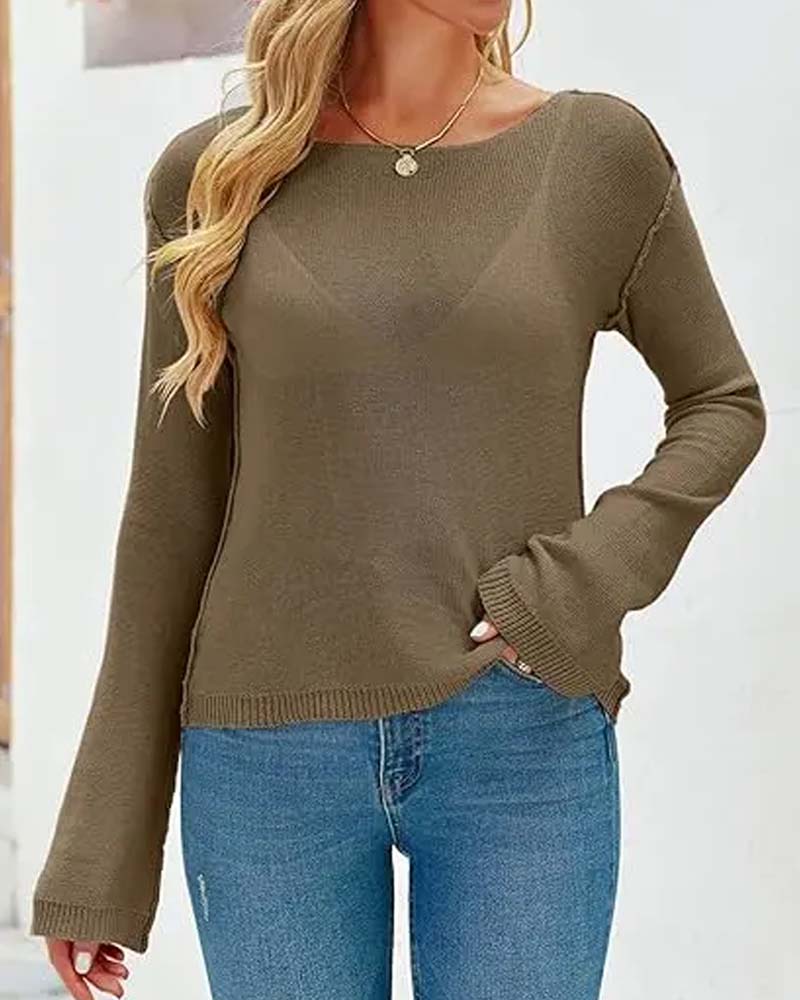Solid Color Long Sleeve Pullover