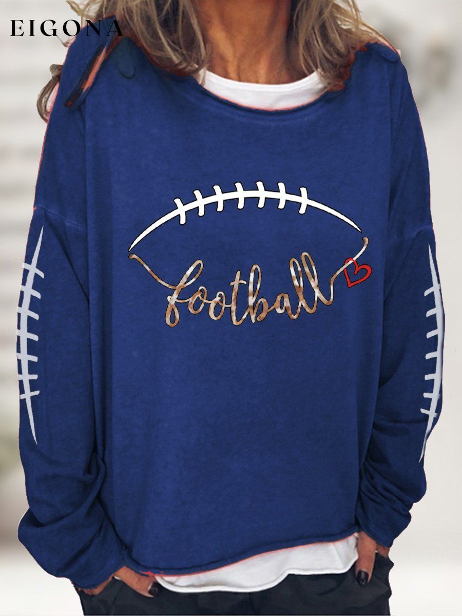 Women's Football Heart Print T-Shirt ball print