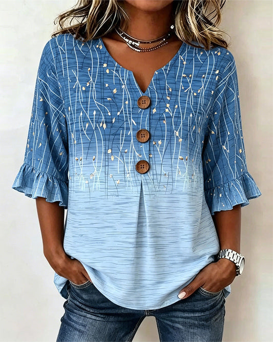 Printed Ruffle Blouse blouses & shirts spring summer