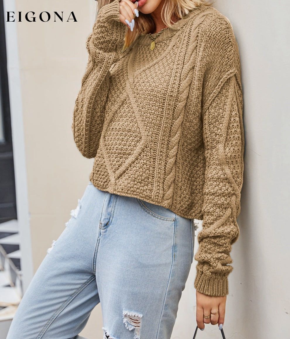Cable-Knit Round Neck Dropped Shoulder Sweater clothes SF Knit Ship From Overseas Sweater Sweaters