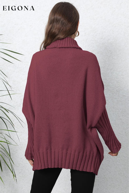 Turtle Neck Long Sleeve Ribbed Sweater clothes O & Y.M Ship From Overseas trend