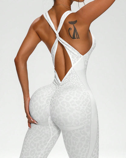 Leopard Print One-Piece Yoga Shapewear