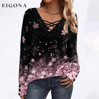 Gradient Floral Print Blouse Multicolor best Best Sellings clothes Plus Size Sale tops Topseller