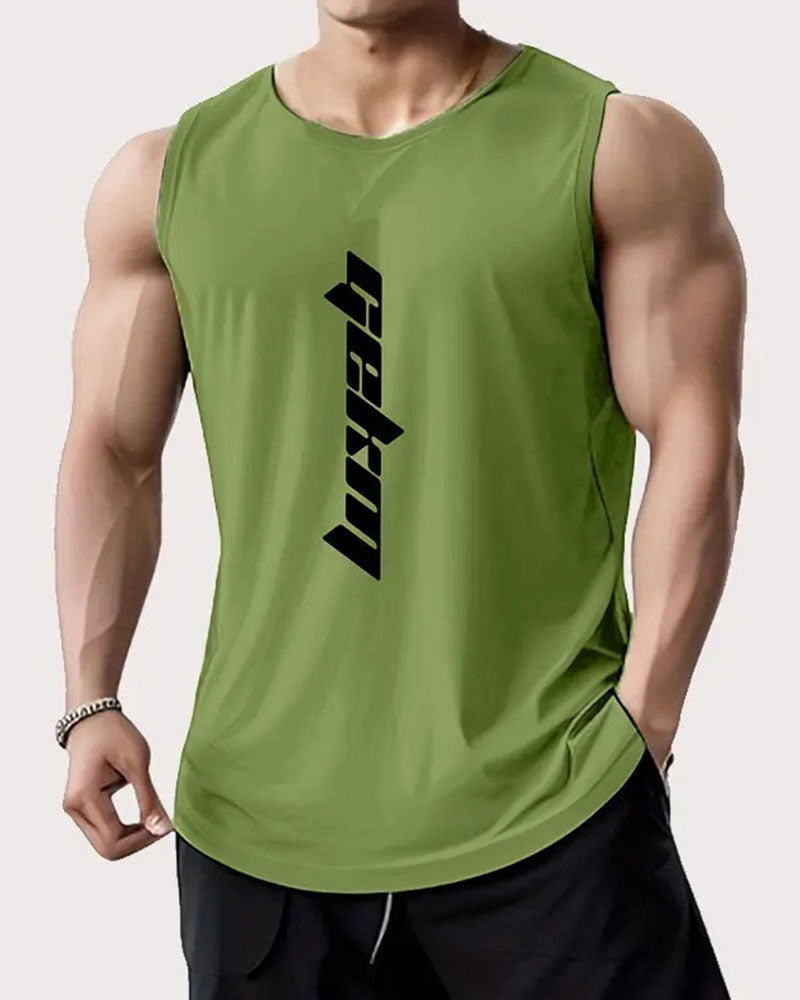 Casual Letter-Print Sleeveless Tank Top