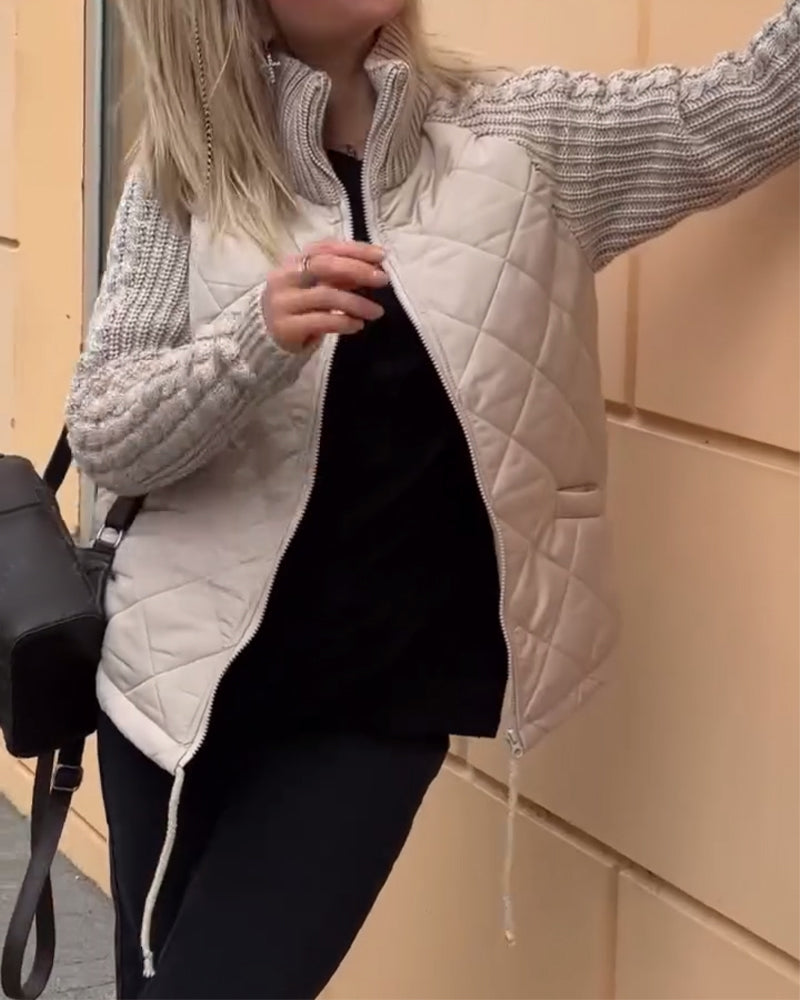 Einfarbiger Mantel mit hohem Kragen und Reißverschluss