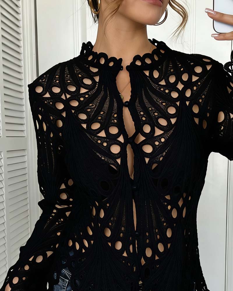 Cut-Out Bell Sleeve Coat