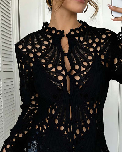 Cut-Out Bell Sleeve Coat