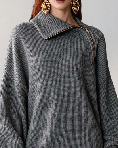 Fashion Zipper Long Knit Dress 2024 f/w casual dresses