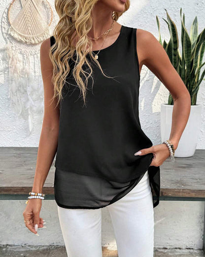 Canotta irregolare senza maniche tinta unita