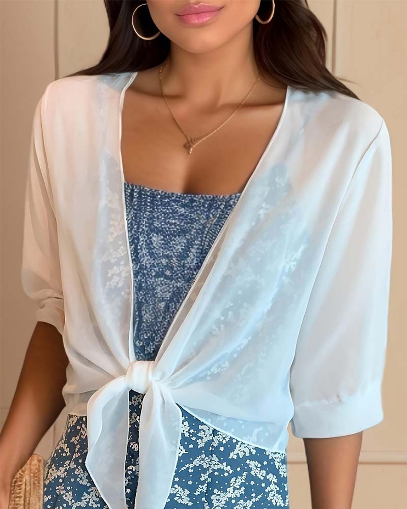 Sheer Chiffon Short Sleeve Sun Protection Cover-Up cover-ups spring summer