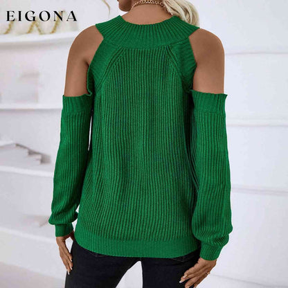 Round Neck Cold-Shoulder Sweater clothes Ship From Overseas Y@Q@S