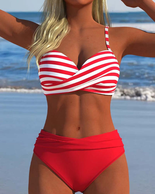 Color Block Stripe Cross Bikini 2024 f/w bikinis spring summer