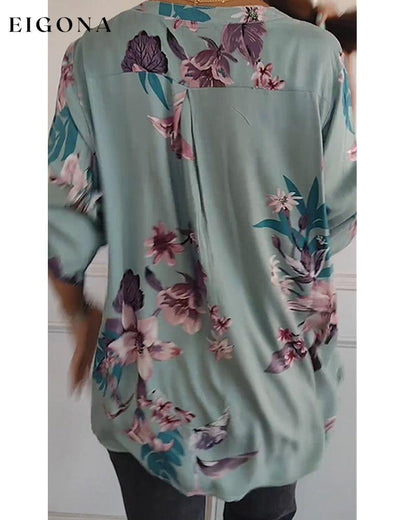 Half Sleeve V-Neck Floral Top blouses & shirts spring summer