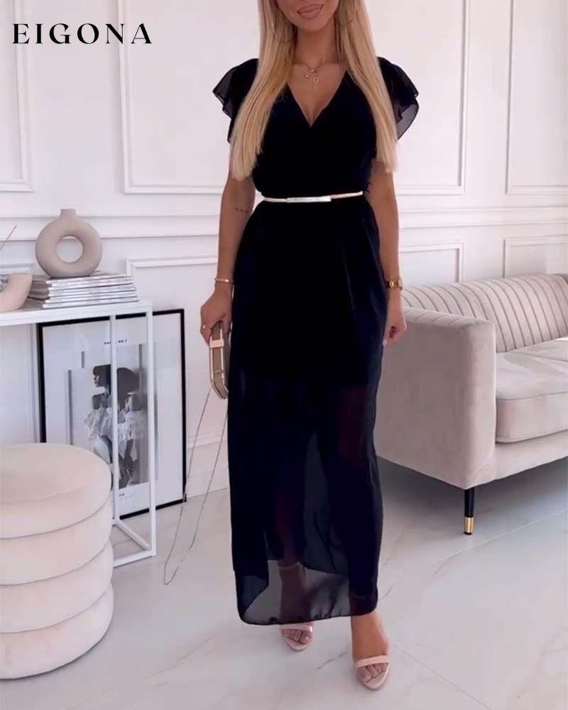 Solid color deep V elegant long dress party dresses summer